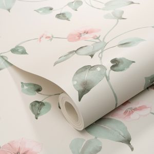 Abode Flowers Leaves Pink Wallpaper 0554902