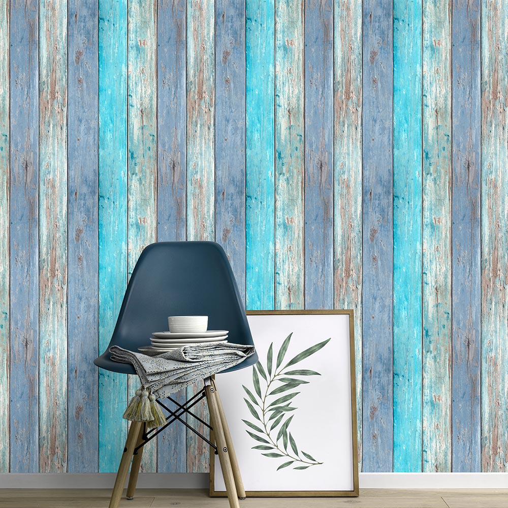 Non-Woven Wallpaper Wood Look Vintage blue brown Imitations Erismann 10200-08 | - Image 5