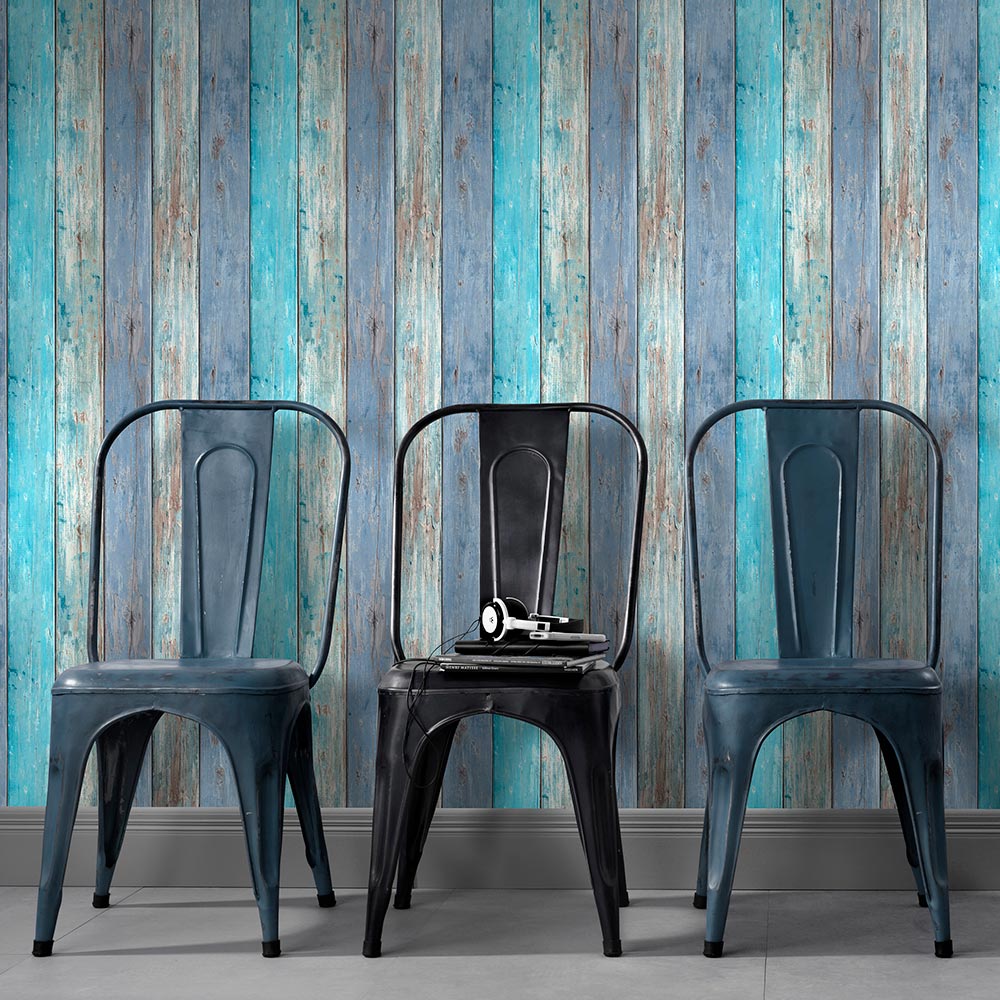 Non-Woven Wallpaper Wood Look Vintage blue brown Imitations Erismann 10200-08 | - Image 4