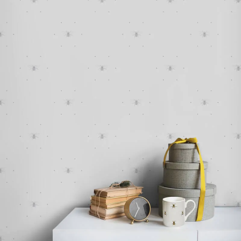 Sophie Allport Bees Silhouette Grey Wallpaper 181501 - Image 2