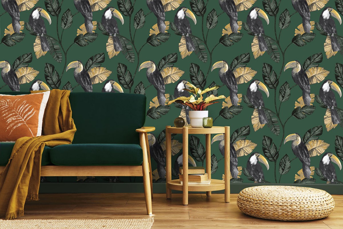 Holden Decor Premium Tiki Bird Green Wallpaper Paste The Wall Botanical 91340 - Image 3