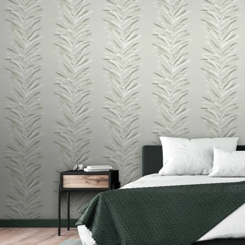 Muriva Dhara Leaf Olive Green Metallic Wallpaper 191502 - Image 3