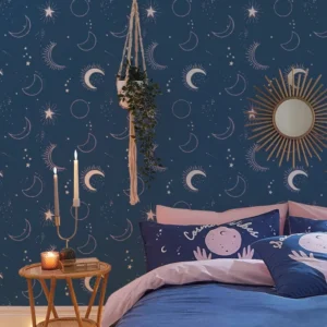 Sassy B Cosmic Babe Blue Metallic Wallpaper - 187501