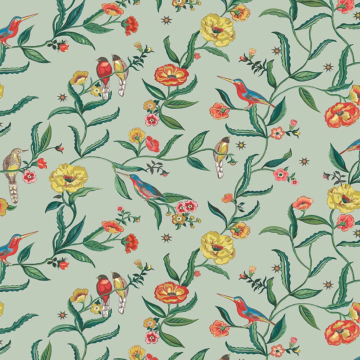 Cath Kidston Summer Birds Sage Wallpaper - Muriva 182551 - Image 2