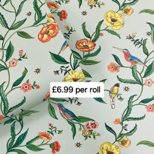 Cath Kidston Summer Birds Sage Wallpaper - Muriva 182551