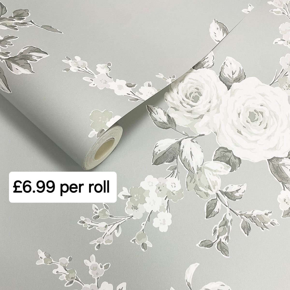 Catherine Lansfield Canterbury Floral Wallpaper Sage Muriva 165508 - Image 2